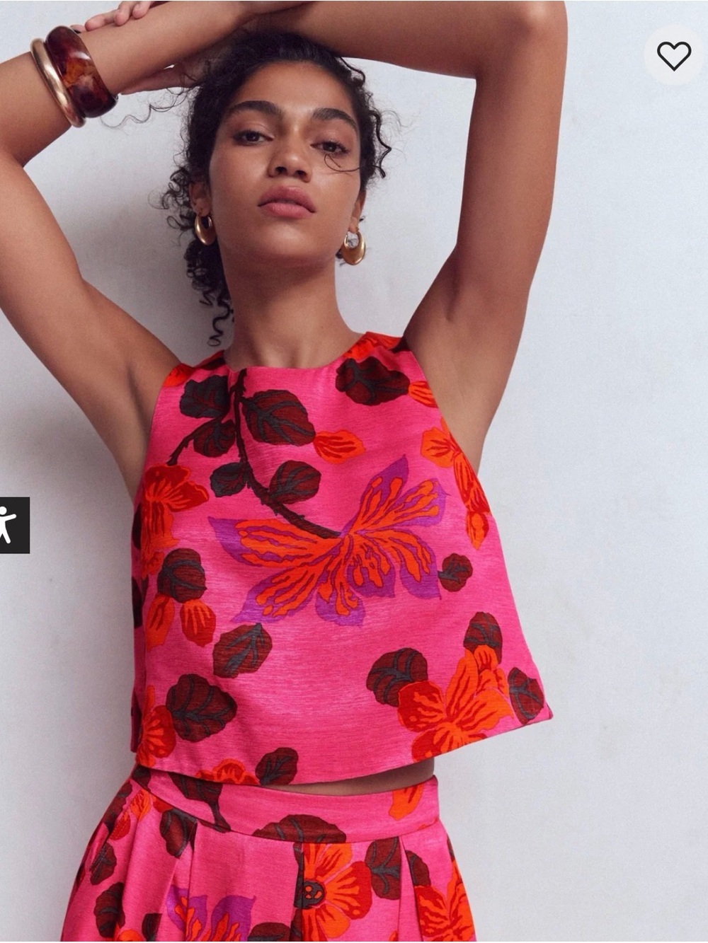 Boden Pink Floral Sleeveless Top & Skirt set